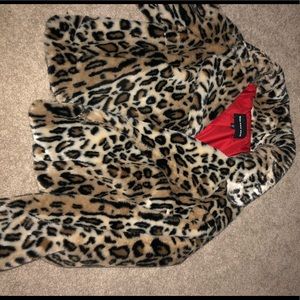 Leopard coat red lining size small